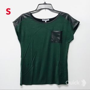 S - NWT Faux-Suede Shoulder Short Sleeve Top